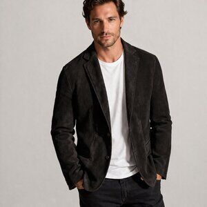 John Varvatos Goat Suede Leather Jacket Mens Luxury Designer Blazer Coat $1898